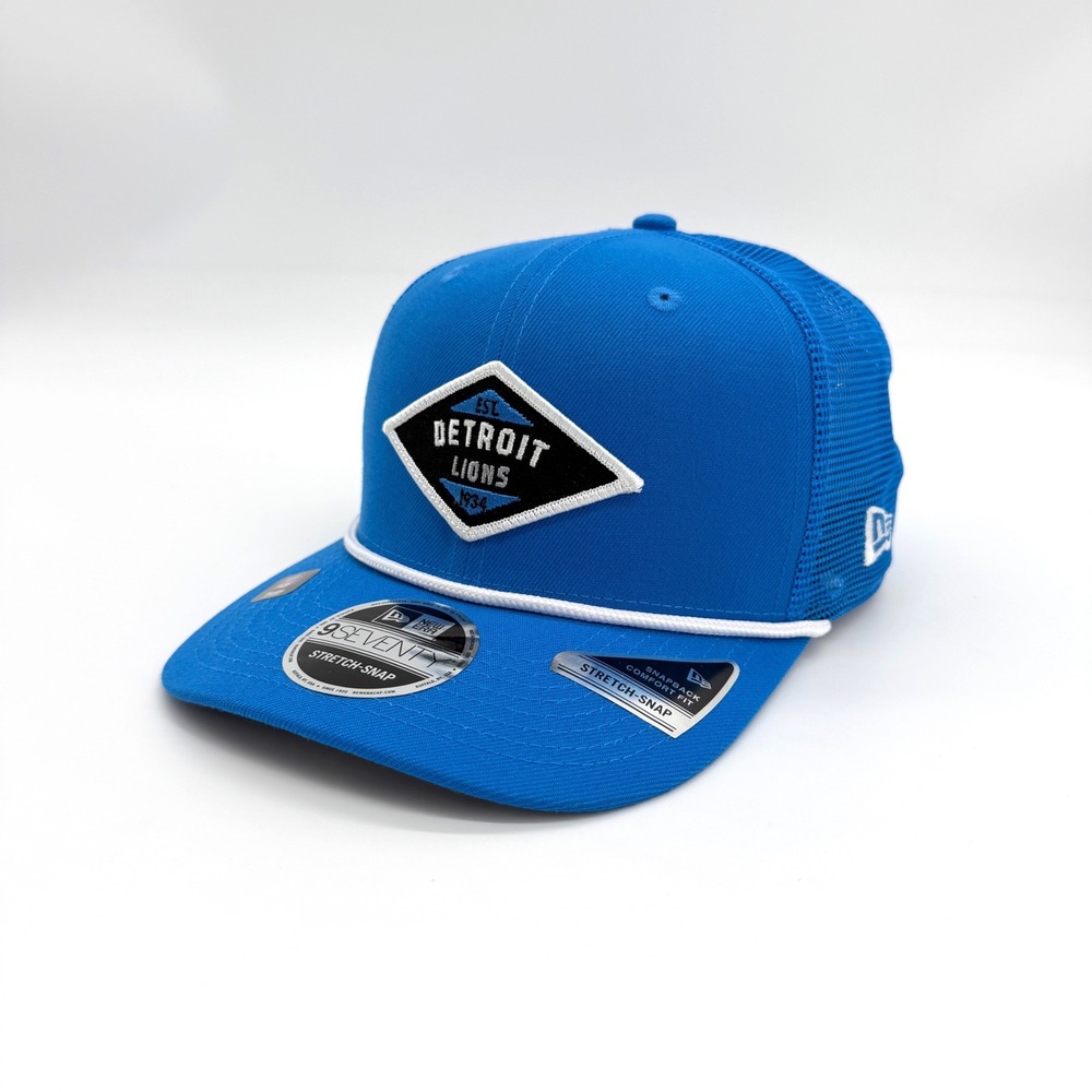 New Era Detroit Lions 9SEVENTY OSFM Polyester Blue Trucker Hat NFL Cap NEW NWT